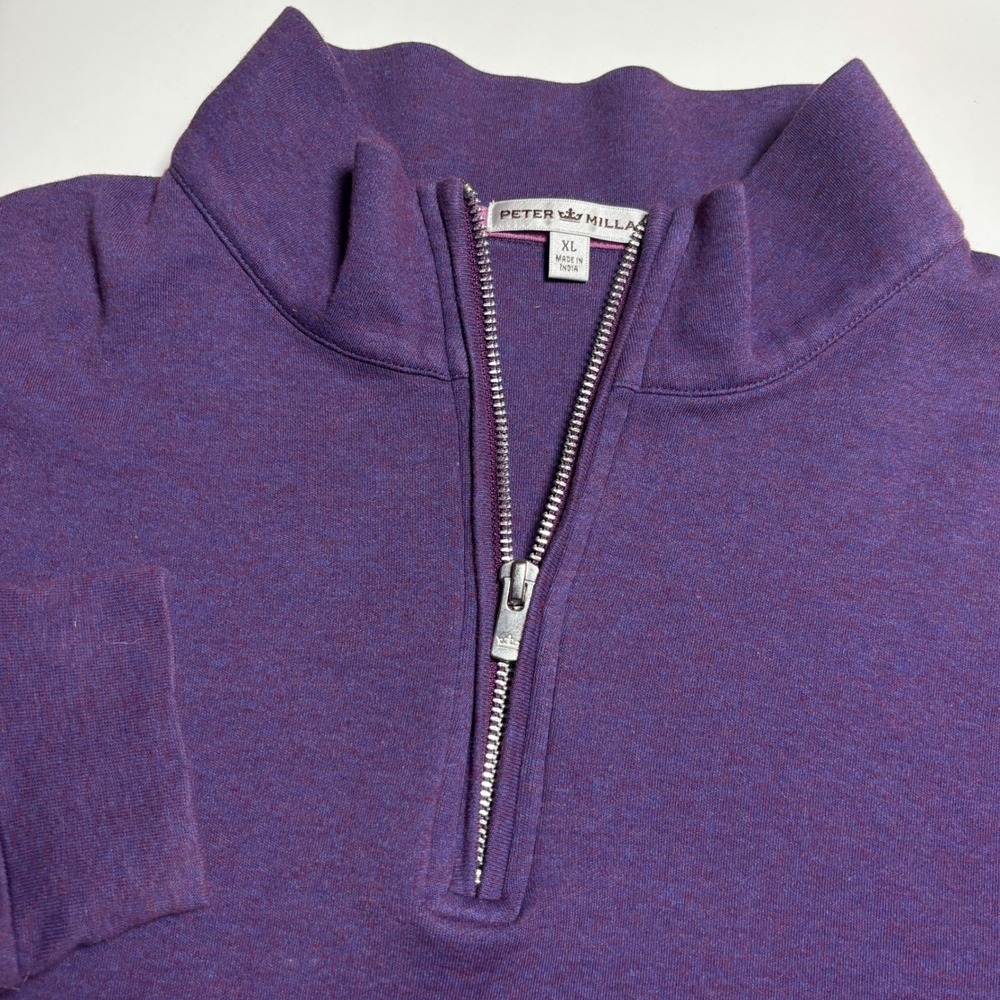 Peter Millar Golf Quarter Zip Purple Mens XL Pullover Sweater Mock Neck Golf Top